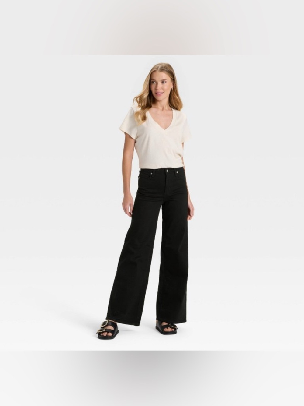 NWT-14 Highest Rise Wide Leg 
classic Y2K soft Black Jeans